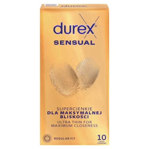 Durex Sensual Prezerwatywy, 10 sztuk - Ultra cienkie prezerwatywy