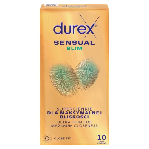 Durex Sensual Slim Prezerwatywy, 10 sztuk - Zapewniają naturalne odczucia i komfort
