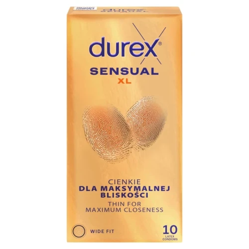 Durex Sensual XL Prezerwatywy, 10 sztuk - Supercienkie prezerwatywy o większym rozmiarze
