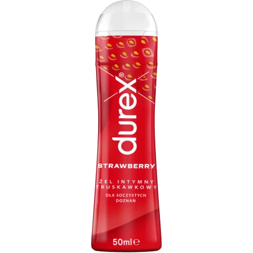 Durex Strawberry żel intymny truskawowy, 50 ml - Zmniejsza suchość pochwy, zapewnia seksualne doznania