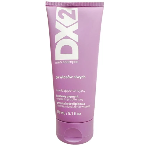 DX2 Szampon nawilżająco-tonujący do włosów siwych, 150 ml - Neutralizacja żółtych tonów i intensywne nawilżenie