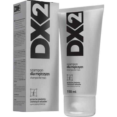 DX2 Szampon dla mężczyzn przeciw siwieniu ciemnych włosów, 150 ml - Stopniowo przywraca naturalny, ciemny kolor włosów