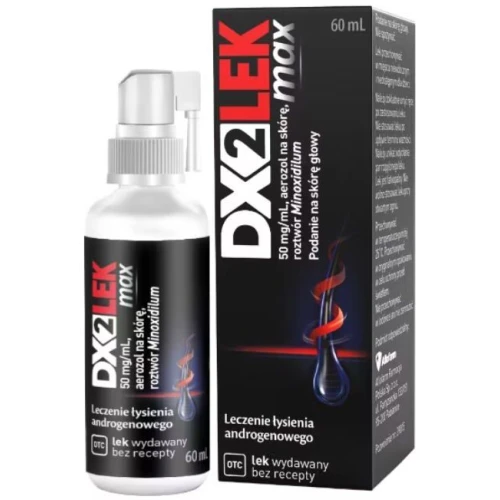 DX2LEK Max, 50 mg/ml Aerozol na skórę, 60 ml - Wcierka na łysienie androgenowe