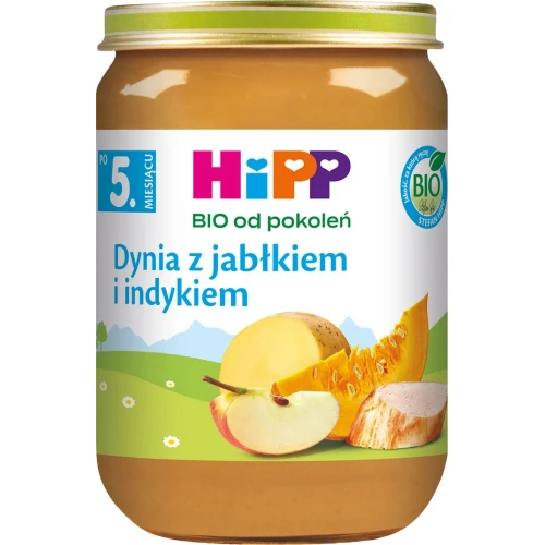 HiPP Dynia z jabłkiem i indykiem BIO, 190 g - Dla niemowląt po 5. miesiącu