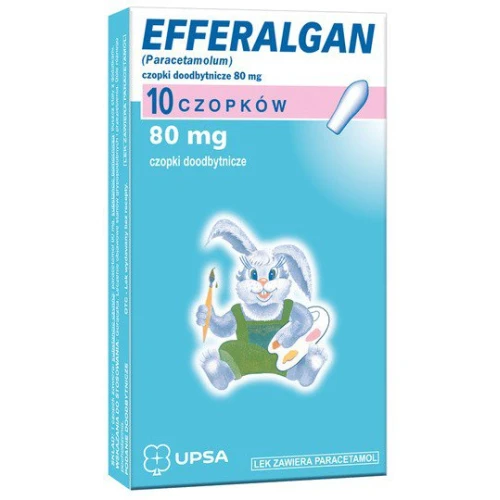 Efferalgan, 80mg, 10 czopków doodbytniczych - Z paracetamolem o działaniu przeciwbólowym i przeciwgorączkowym