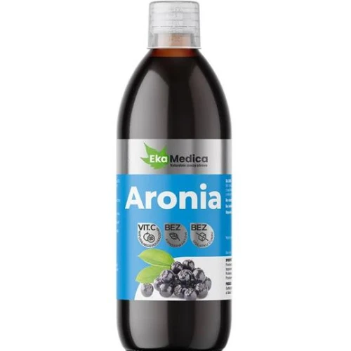 EkaMedica Aronia, sok, 500 ml - Z naturalną witaminą C z owoców aceroli, zawiera tylko naturalnie występujące cukry