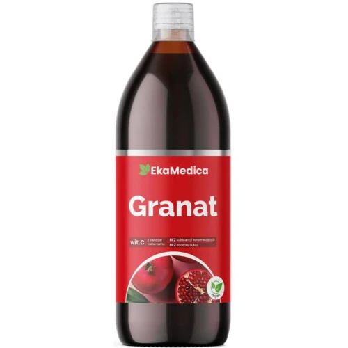 EkaMedica Granat, sok, 500 ml - Z naturalną witaminą C z owoców aceroli. Zawiera tylko naturalnie występujące cukry