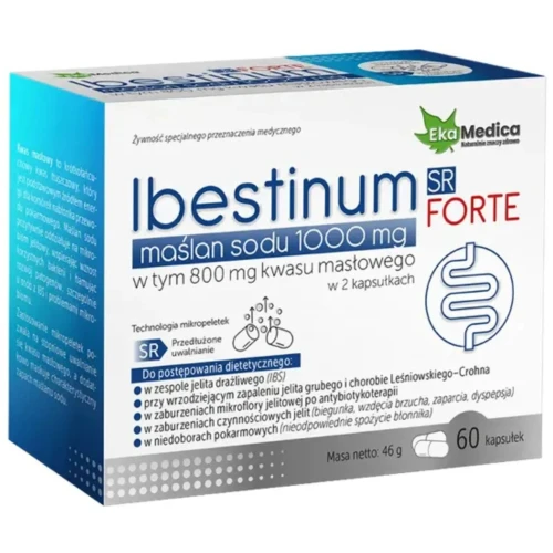 EkaMedica Ibestinum Forte SR 1000 mg, 60 kapsułek - Maślan sodu 