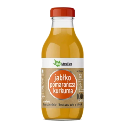 EkaMedica Jabłko Pomarańcza Kurkuma, 300 ml - Sok NFC z witaminą C