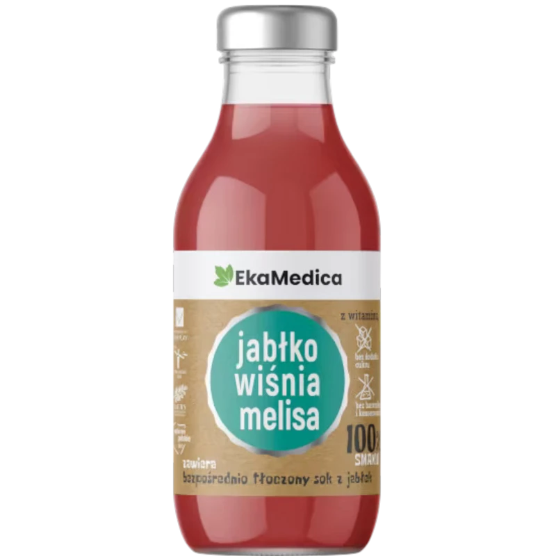 EkaMedica Jabłko, Wiśnia, Melisa, sok 300 ml - Z dodatkiem witaminy C