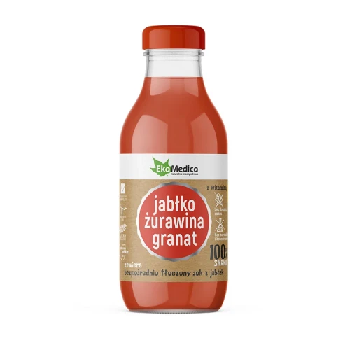 EkaMedica Jabłko Żurawina Granat, 300 ml - Pasteryzowany sok z owoców