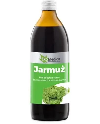 EkaMedica Jarmuż, sok 500 ml - Suplement diety w formie płynnej z naturalną witaminą C z owoców camu-camu