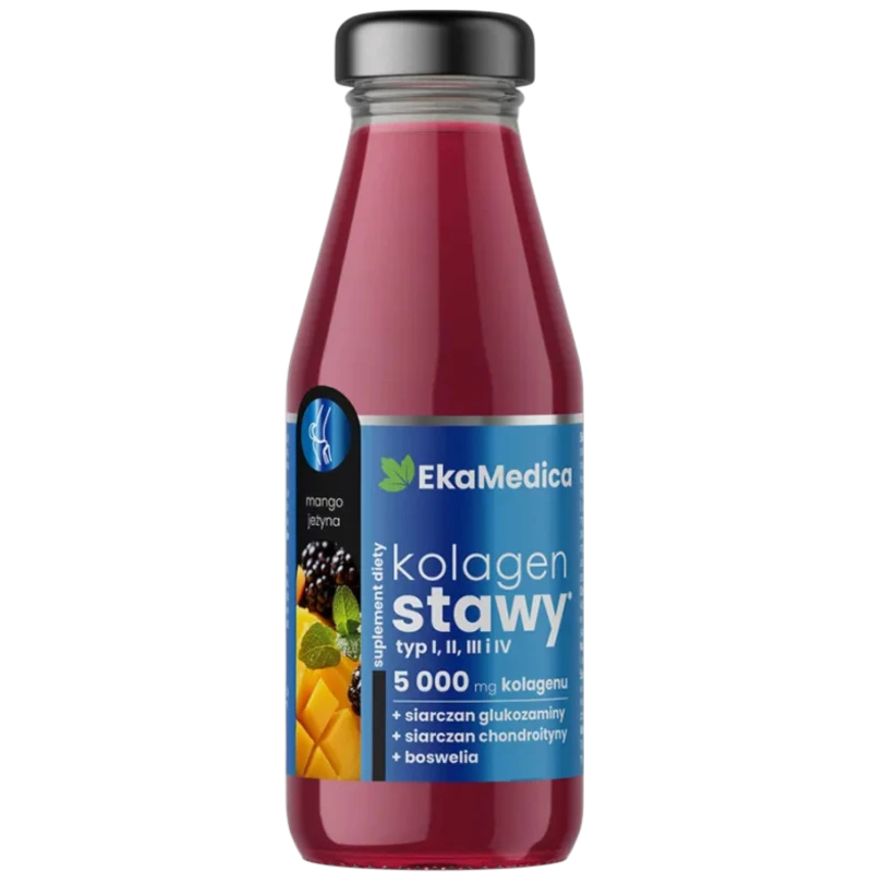 EkaMedica Kolagen Stawy,  funkcjonalne smoothie, 250 ml - Z kolagenen, siarczanem glukozaminy, siarczanem chondroityny oraz boswelą