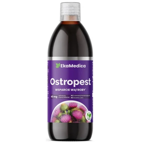 EkaMedica Ostropest, sok, 500 ml - Suplement diety w formie płynnej z ekstraktu z nasion ostropestu plamistego