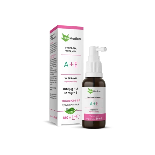EkaMedica Witaminy A+E w sprayu, 30 ml - Witamina E pozyskana z oleju słonecznikowego