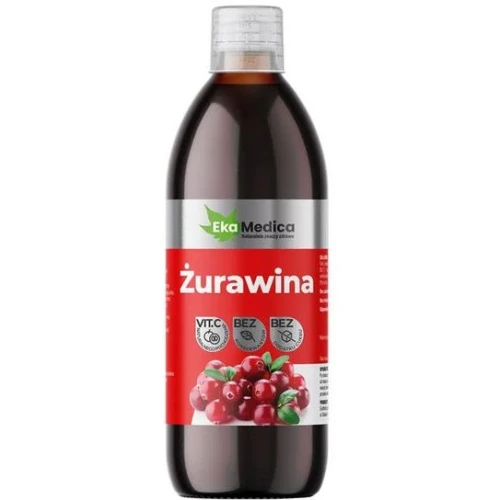 EkaMedica Żurawina, sok, 500 ml - Z naturalną witaminą C z owoców camu camu., zawiera tylko naturalnie cukry