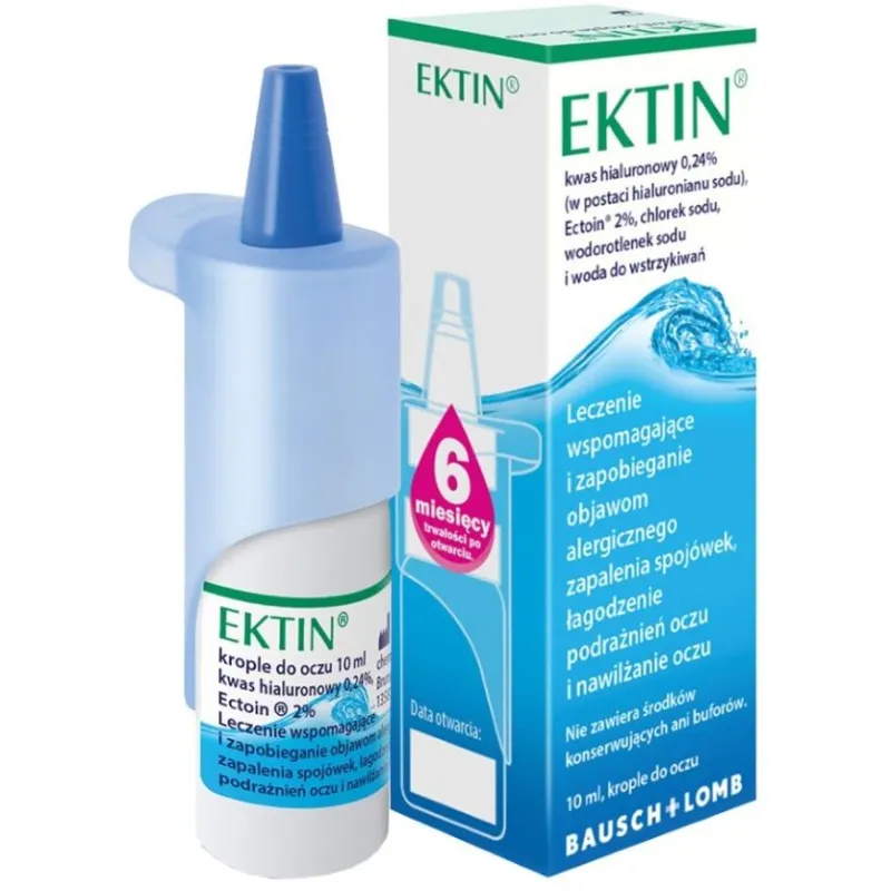 Ektin, krople do oczu, 10ml - Z ektoiną i kwasem hialuronowym