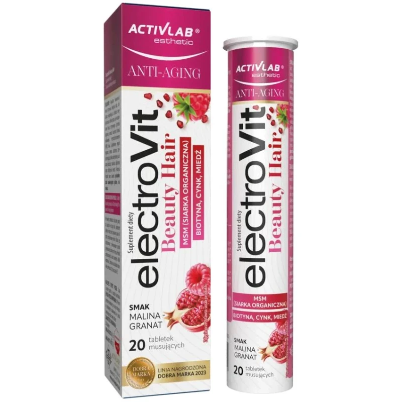 ElectroVit Beauty Hair Malina-Granat, 20 tabletek musujących - Wsparcie zdrowia i wyglądu włosów