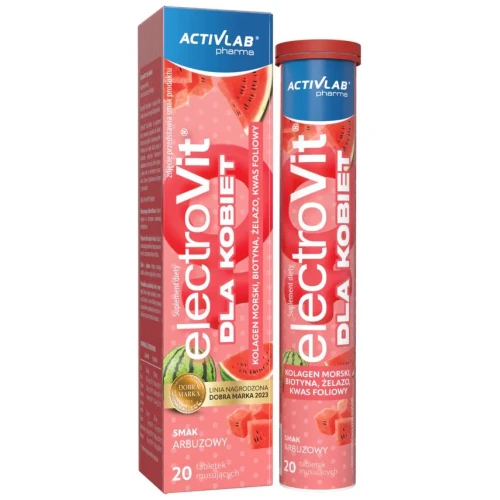 ElectroVit dla Kobiet, 20 tabletek musujących - Elektrolity z kolagenem morskim, biotyną i żelazem