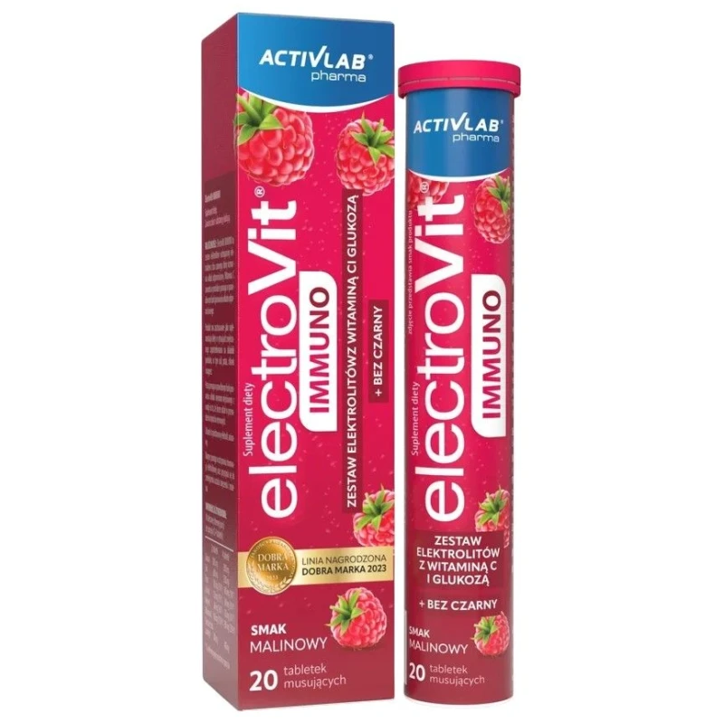 ElectroVit Immuno Malina, 20 tabletek musujących - Uzupełnienie elektrolitów i wsparcie odporności
