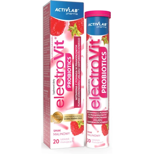 ElectroVit Probiotics smak malinowy, 20 tabletek musujących - Elektrolity z kompleksem 6 szczepów bakterii probiotycznych