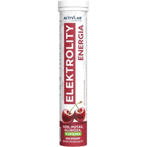 ActivLab Elektrolity Energia o smaku wiśniowym, 20 tabletek musujących - Uzupełnia elektrolity i glukozę, wspiera wydolność fizyczną