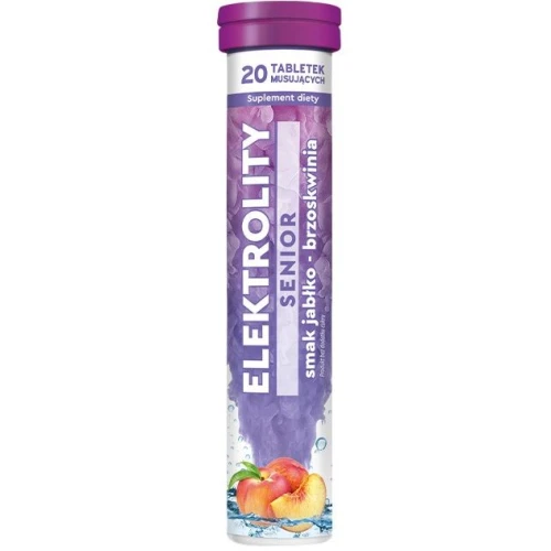 Elektrolity Senior smak jabłko-brzoskwinia, 20 tabletek.musujących - Do przygotowania napoju nawadniającego