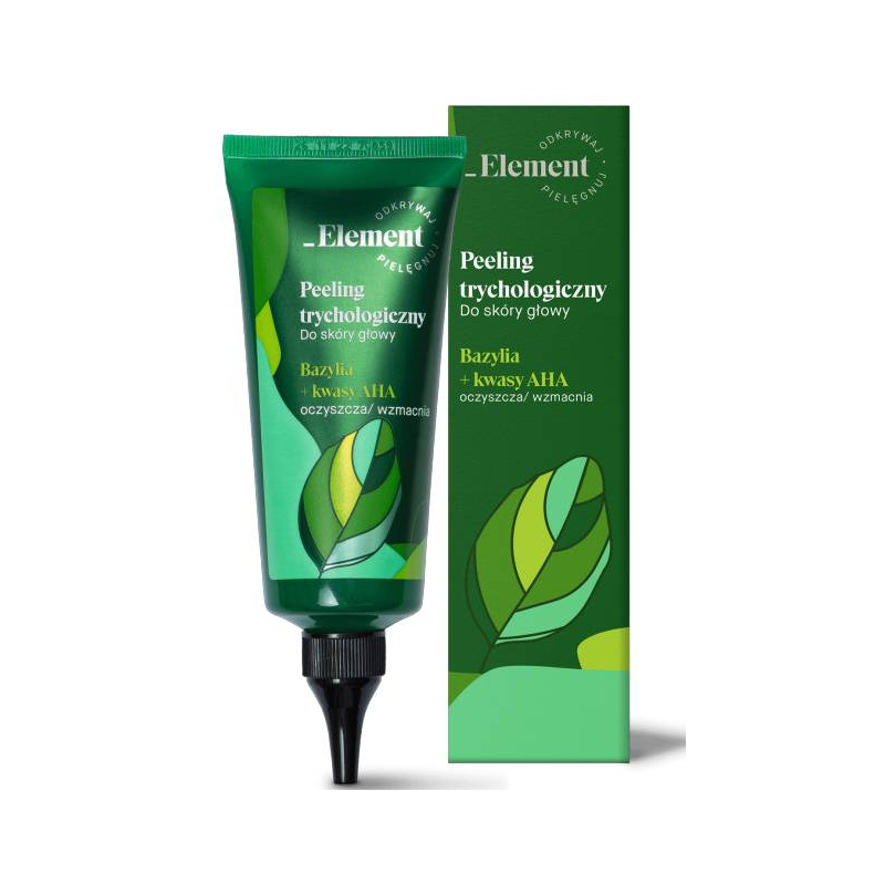 Element Bazylia + kwas AHA, peeling trychologiczny do skóry głowy, 100 ml - Usuwa zrogowaciały naskórek i pozostałości po kosmetykach