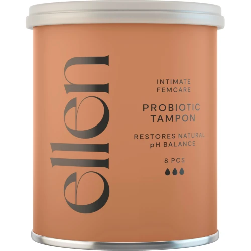 Ellen Rich  Super tampony probiotyczne, 8 sztuk - Do ochrony menstruacyjnej z probiotycznymi bakteriami kwasu mlekowego