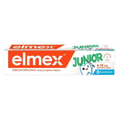 Elmex Junior Pasta do mycia zębów dla dzieci 6-12 lat, 75 ml - Przeciw próchnicy - dla nowych zębów stałych