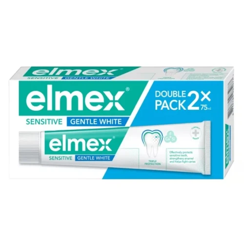 Elmex Sensitive Gentle White Pasta do mycia zębów, 2x75 ml - Ochrona wrażliwych zębów i wzmocnienie szkliwa przeciw próchnicy.