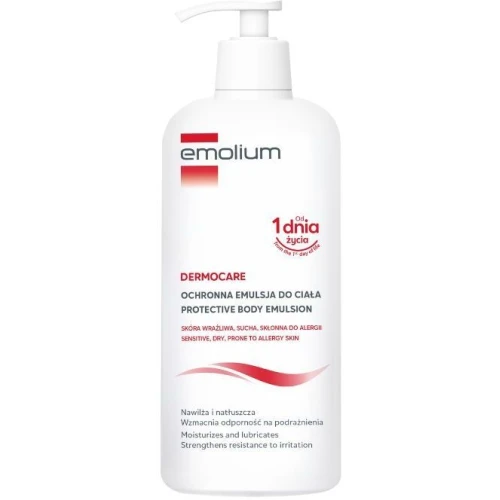 Emolium Dermocare Ochronna emulsja do ciała, 400 ml - Dla skóry wrażliwej, suchej i skłonnej do alergii