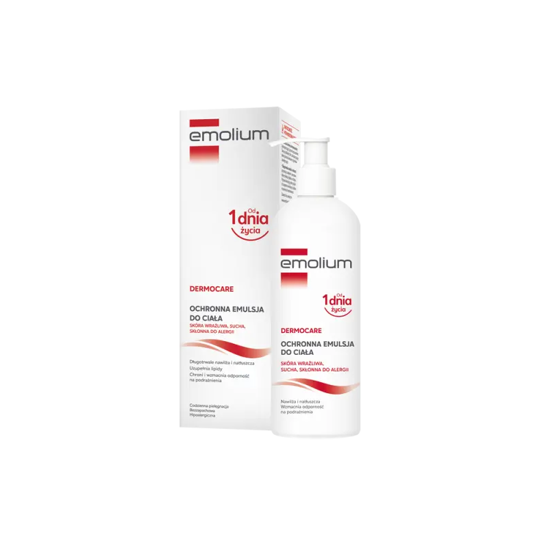 Emolium Dermocare Ochronna emulsja do ciała, 400 ml - Emolium do ciała sprawia, że szorstka skóra u niemowlaka staje się elastyczna i gładka