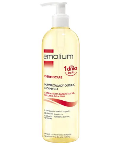 Emolium Dermocare nawilżający olejek do mycia, 400 ml - Intensywnie nawilża i łagodzi, delikatnie oczyszcza