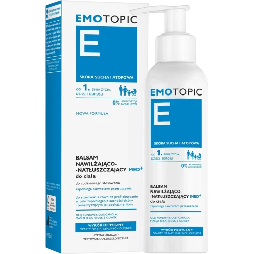 Emotopic Med+, balsam nawilżająco-natłuszczający do ciała, 190 ml - Łagodzi objawy atopowego zapalenia skóry, od 1. dnia życia