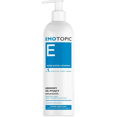 Emotopic MED+, kremowy żel myjący pod prysznic, 400 ml  - Oczyszczacza i zapobiega suchości skóry