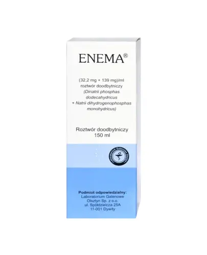 Enema, roztwór doodbytniczy, 150 ml - Lek przeczyszczający dla dzieci i dorosłych