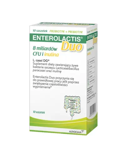 Enterolactis Duo, 10 saszetek - Suplement diety ze składnikami wspomagającymi prawidłową pracę jelit