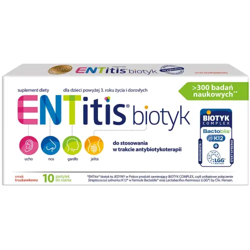 ENTitis Biotyk, 10 pastylek do ssania - Do stosowania w trakcie antybiotykoterapii