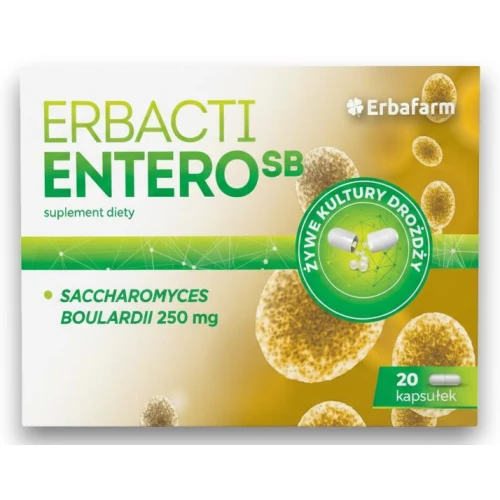 Erbacti Entero SB, 20 kapsułek - Z liofilizowanymi żywymi kulturami drożdży probiotycznych
