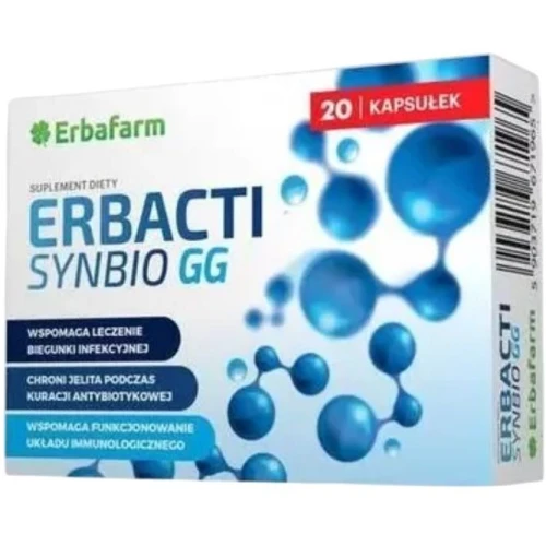Erbacti Synbio GG, 20 kapsułek - Probiotyk wspierający florę jelitową i odporność