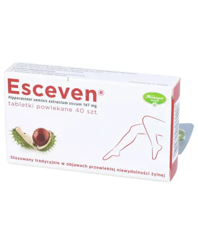 Esceven 40 tabletek powlekanych - Łagodzi objawy niewydolności żylnej
