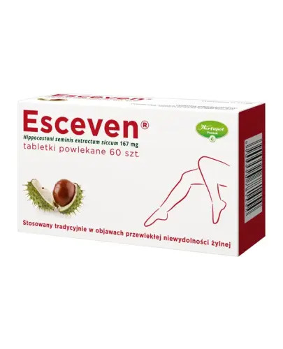 Esceven, 60 tabletek powlekanych - Tabletki z wyciągiem z nasion kasztanowca