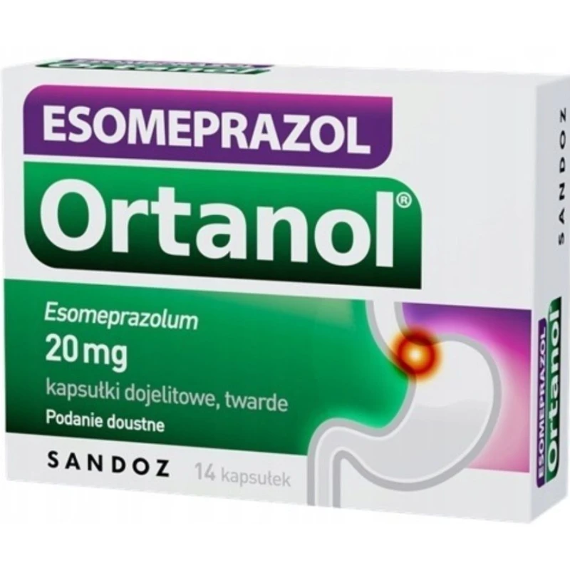 Esomeprazol Ortanol 20 mg, 14 kapsułek - Łagodzi objawy refluksu i zgagi