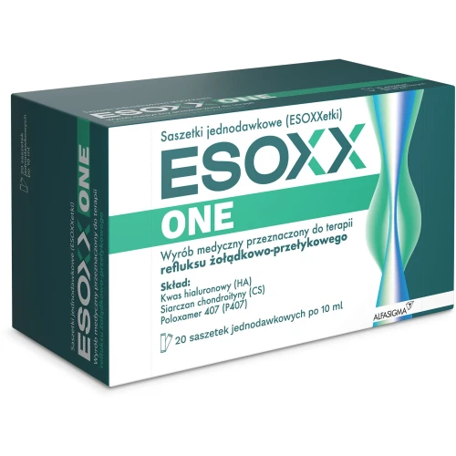 Esoxx One, 20 saszetek jednodawkowych - Chroni i regeneruje – ulga przy zgadze, bólach nadbrzusza i chrypce