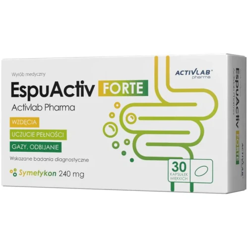 ActivLab Pharma EspuActiv Forte, 30 kapsułek - Wysoka dawka symetykonu na wzdęcia, gazy i uczucie pełności