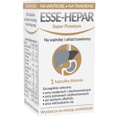 Esse-Hepar Super Premium, 30 kapsułek - Kompleks składników roślinnych i witamin wspierających trawienie