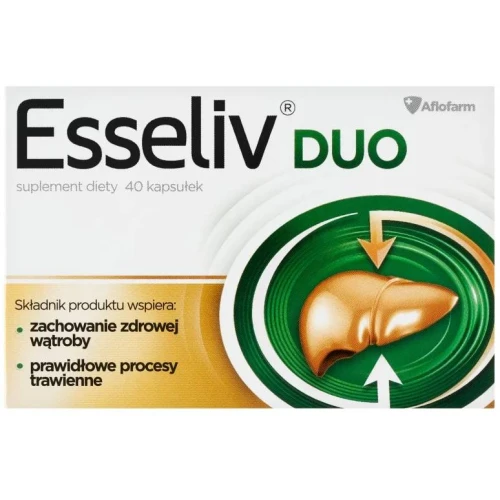 Esseliv Duo, 40 kapsułek - Wpływa na prawidłowe trawienie, wspiera wątrobę