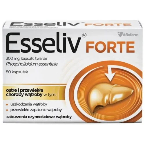 Esseliv forte, 300 mg, 50 kapsułek twardych - Z fosfolipidami z nasion soi, które wspomagają leczenie zaburzeń wątroby i dróg żółciowych