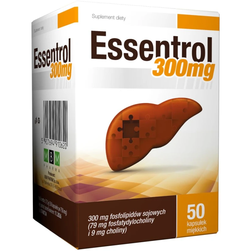 Essentrol 300 mg, 50 kapsułek - Wspomaga prawidłowe funkcjonowanie wątroby
